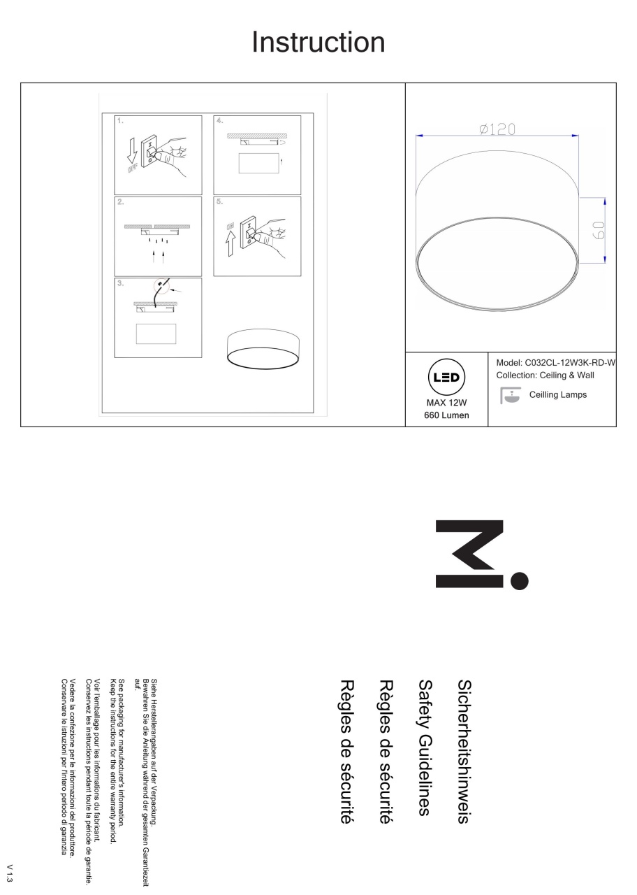 Plafoniera LED Zon C032CL-12W3K-RD-W, 12W, 660lm, lumina calda, IP20, alba, Maytoni - 2 | YEO