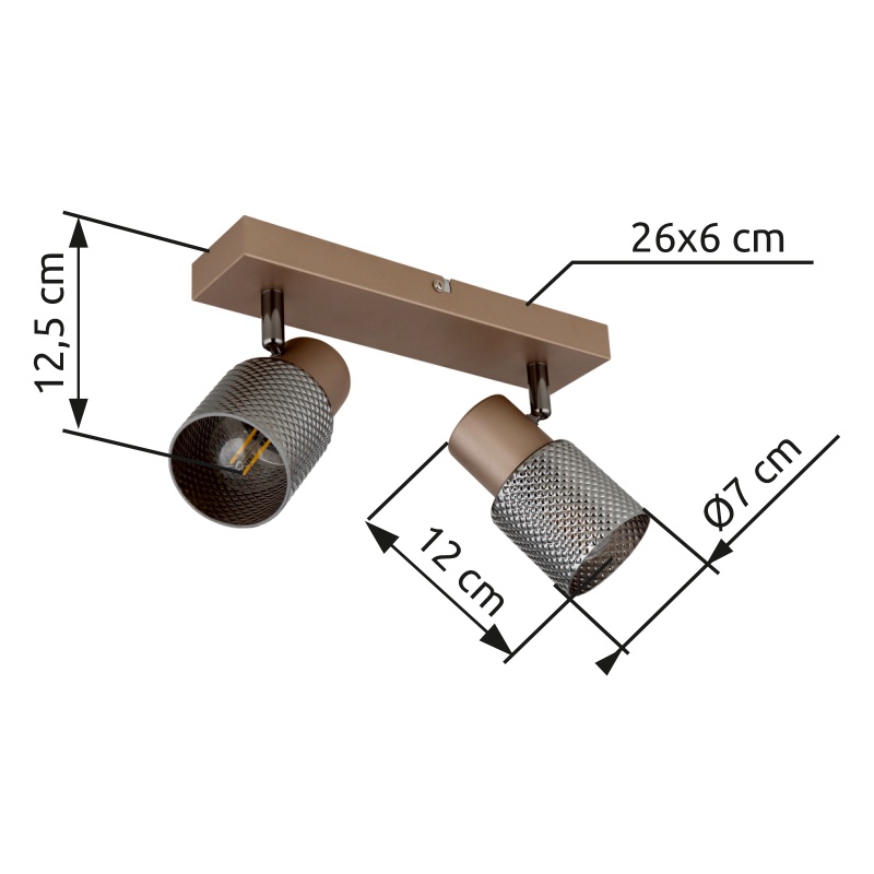 Plafoniera Satella, 2xE14, metal, sticla fumurie, Globo Lighting - imagine 10