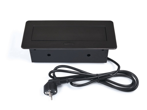 Priza incastrabila dreptunghiulara, 3 prize schuko, 1.8m, neagra - imagine 3