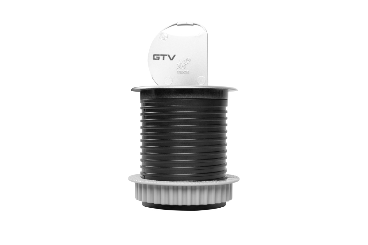 Priza incastrata in blat 60mm, 1x Schuko + USB-C, 5V, 3A, 1.9m, aluminiu, GTV - imagine 3