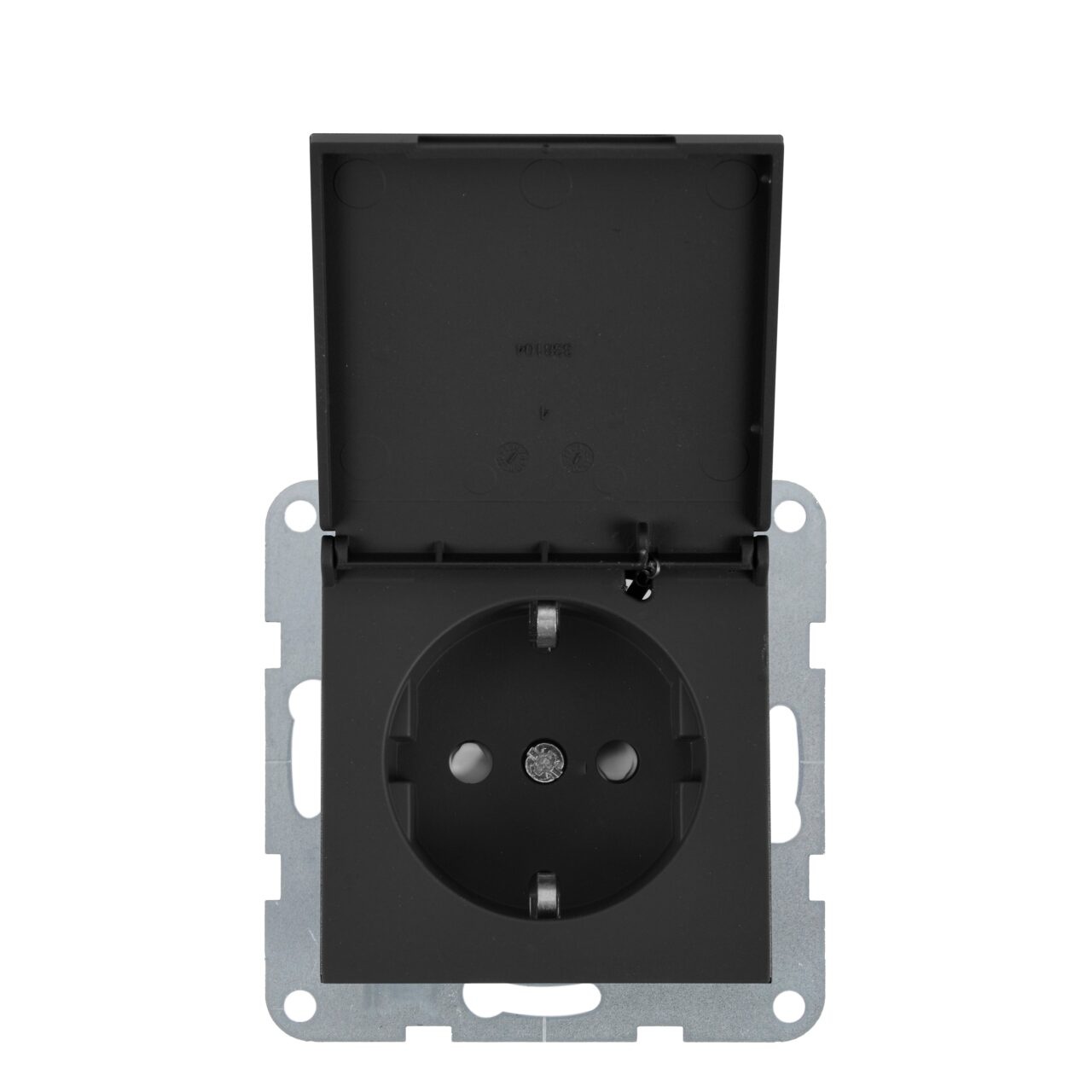 Priza simpla cu impamantare si capac, protectie copii, 16A, IP20, Grafit, Panasonic Karre Plus 55