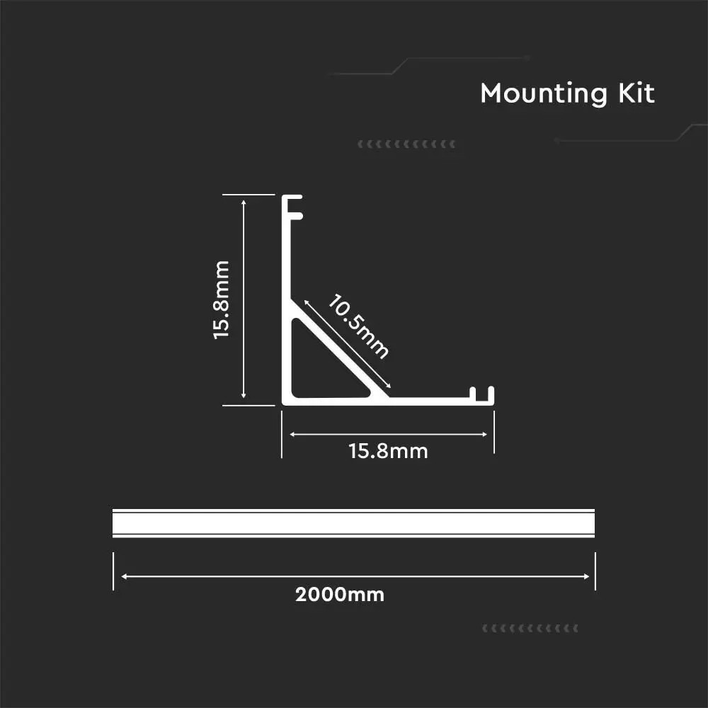 Profil Banda LED de Colt, Aplicat (PT), Aluminiu + Alb Mat, 2m