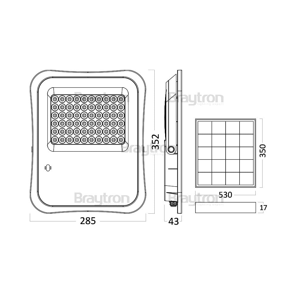 Reflector LED cu panou solar, 50W, 400 lm, lumina rece (6500K), dimabil, cu telecomanda, Braytron