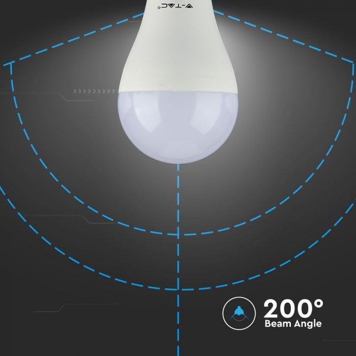 Set 3 becuri LED V-TAC, 9W(60W), A60, E27, 806 lm, lumina neutra (4000K), clasa energetica F