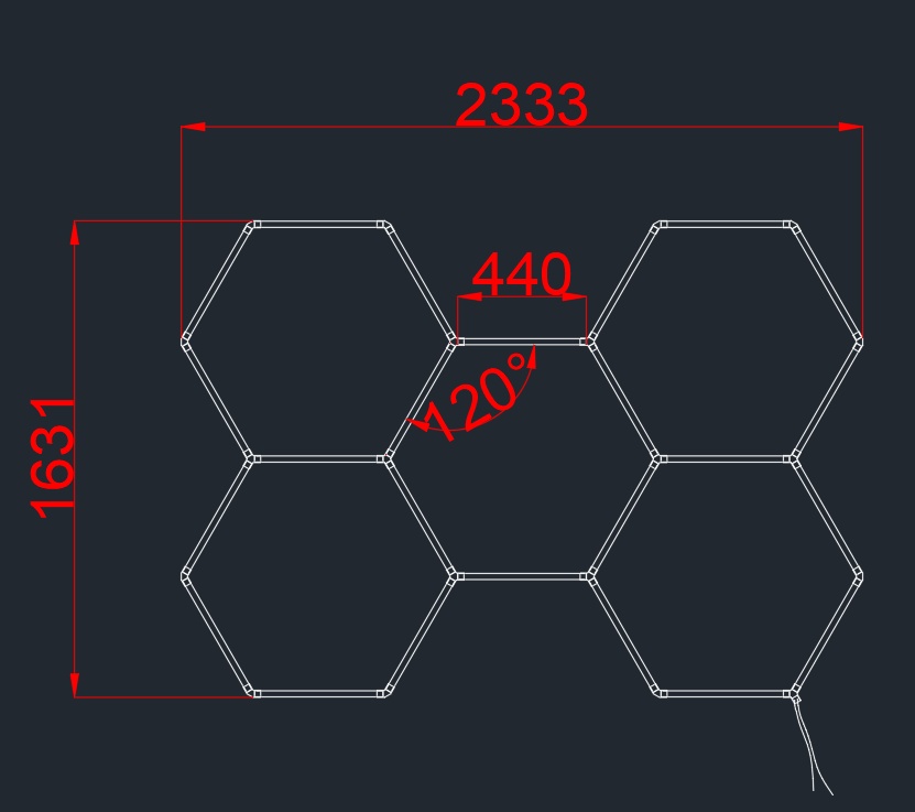 Sistem LED Honeycomb, model fagure, 5 hexagoane, 192W, lumina rece(6000 K), Optonica - imagine 2