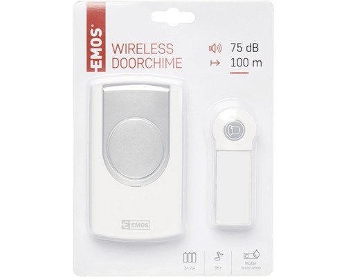 Sonerie fara fir Emos P5723, max. 100 m, 75 dB, alimentare pe baterii, alb-argintiu - imagine 5
