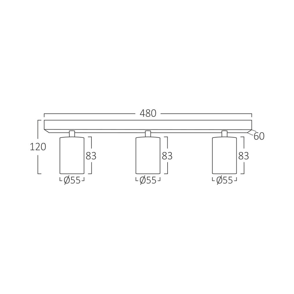 Spot aplicat GU10 triplu Beta, aluminiu, alb, IP20, Braytron