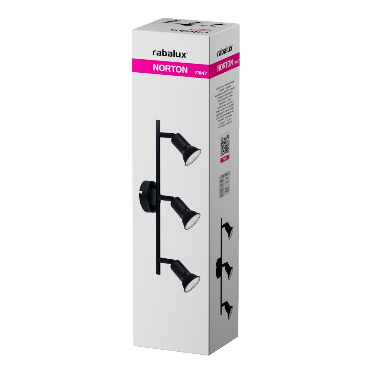Spot aplicat Norton, 3xGU10, orientabil, IP20, negru mat, Rabalux