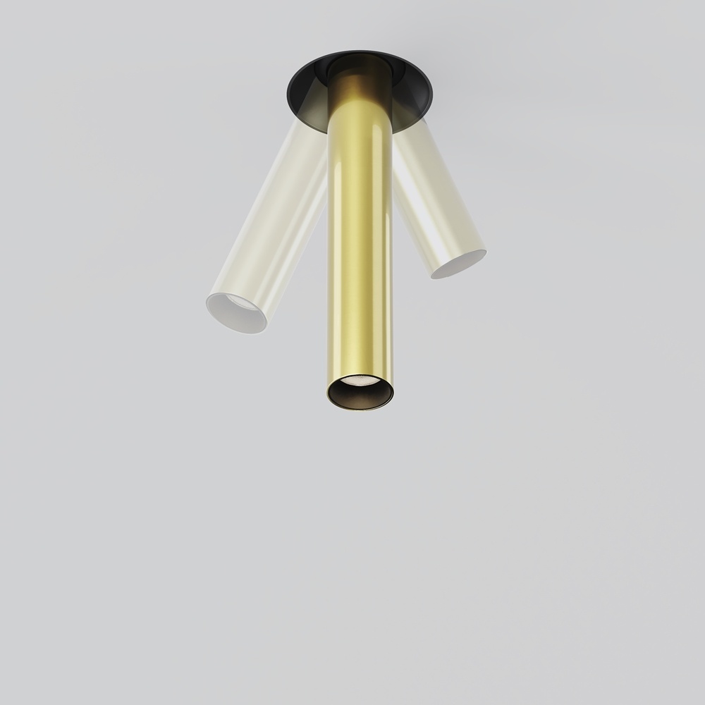 Spot incastrat Focus T 216mm, 7W, lumina calda (3000K), negru/alama, Maytoni - imagine 3