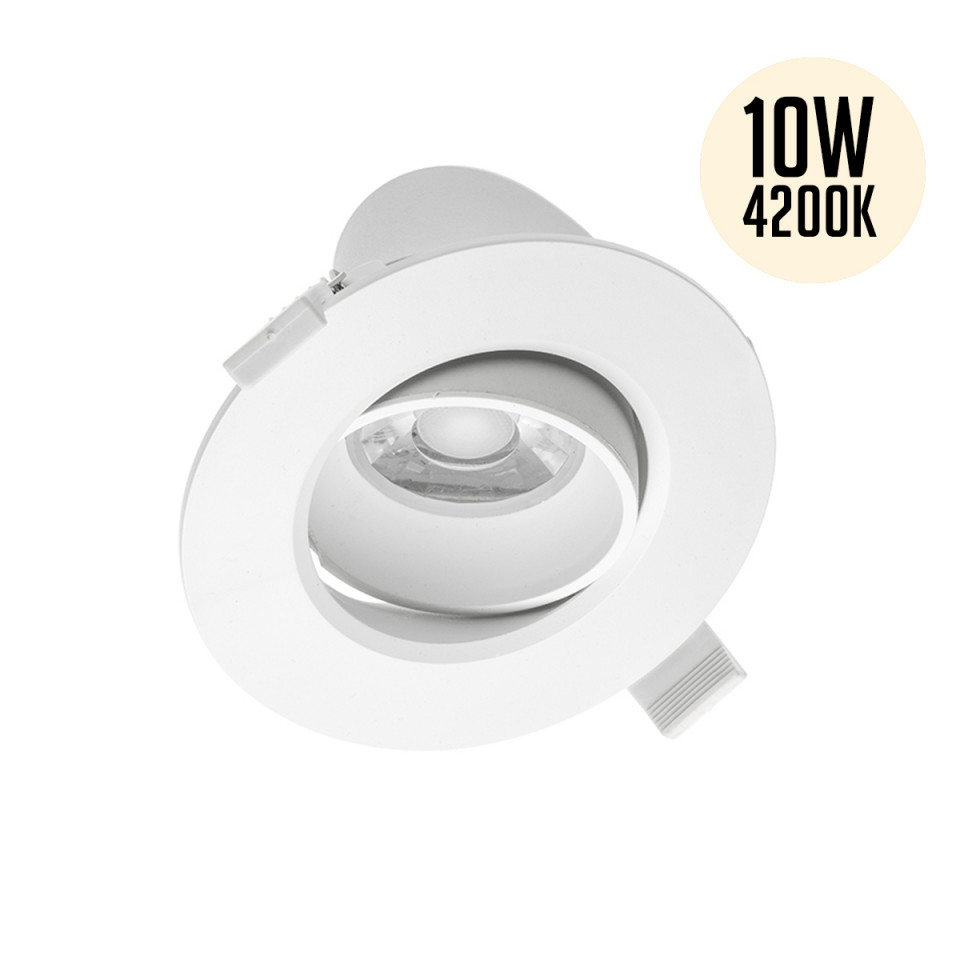 Spot LED 10W Incastrat, Rotund, Orientabil, GTV, 800lm, Lumina Neutra (4200K), Alb