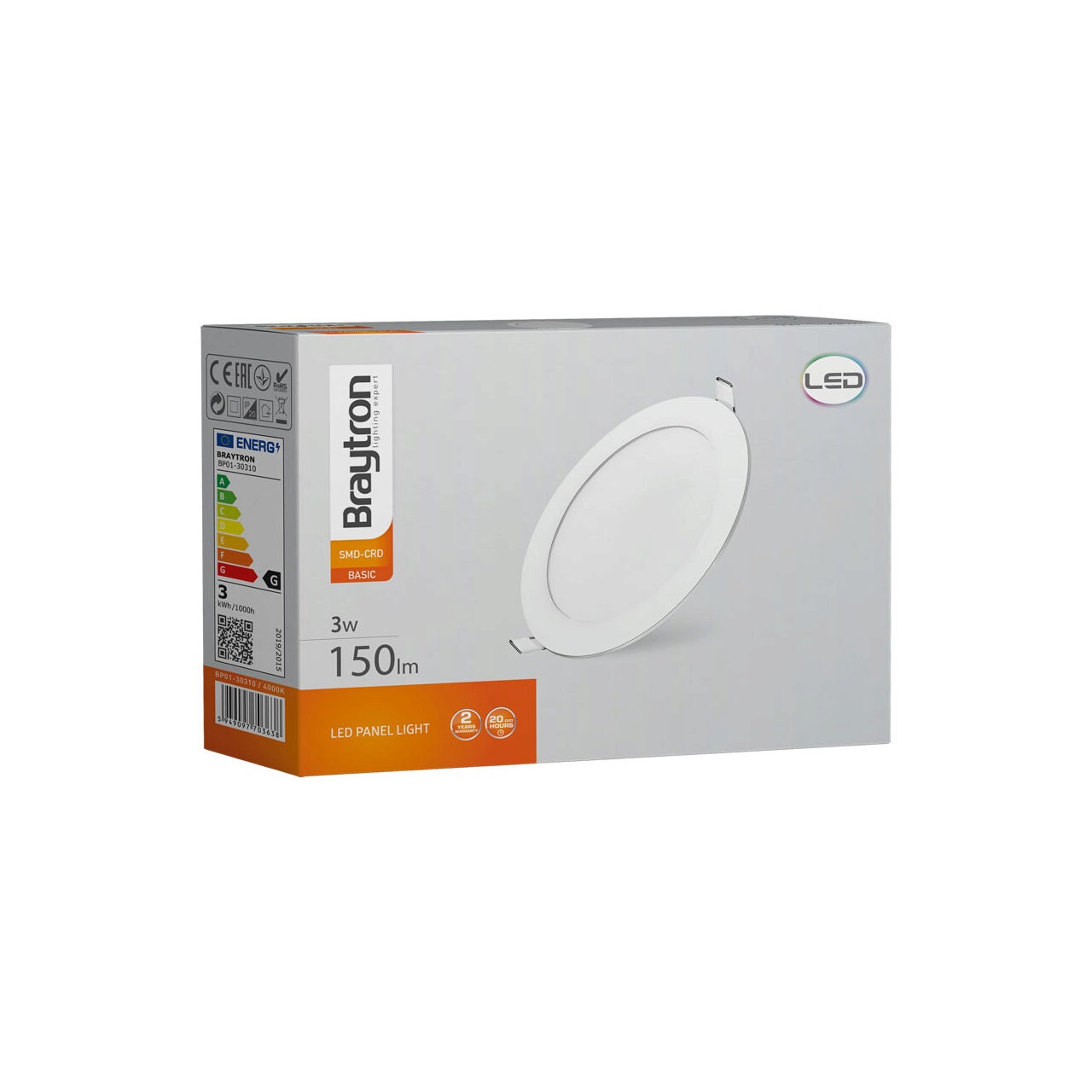Spot LED 3W Incastrat, Rotund, Braytron, 160lm, Lumina Calda (3000K), Alb - imagine 7