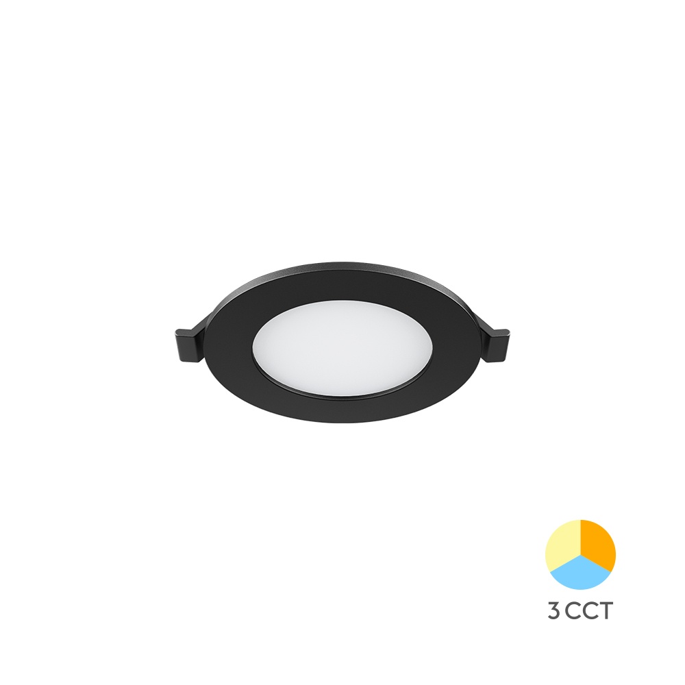 Spot LED 3W Incastrat, Rotund, Braytron, 220lm, Lumina Calda/Neutra/Rece, Negru