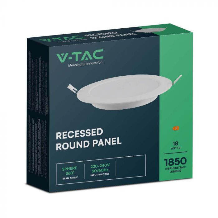 Spot LED 7866-VT, rotund, incastrat, 18W, 1980lm, lumina rece, IP20, alb, V-TAC