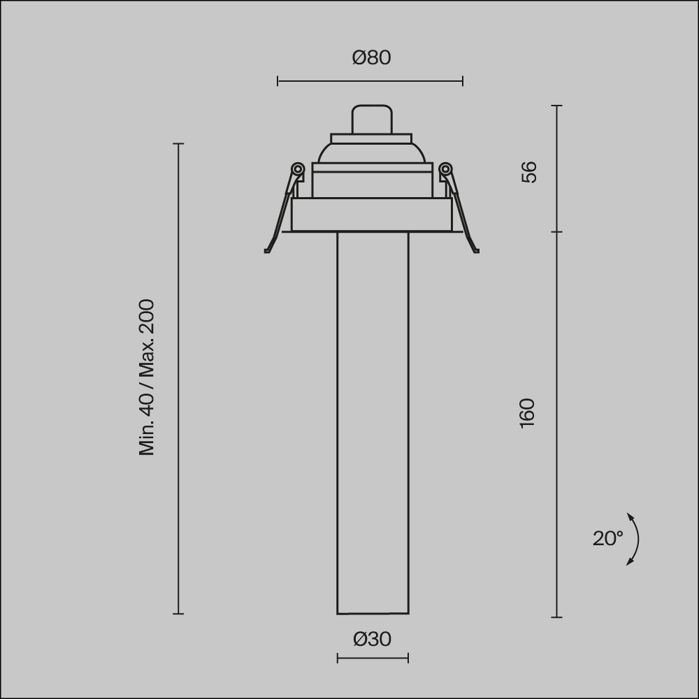 Spot LED Focus T C140RS-L200-7W3K-BBS, incastrat, 6W, 460lm, lumina calda, IP20, negru+arama, Maytoni