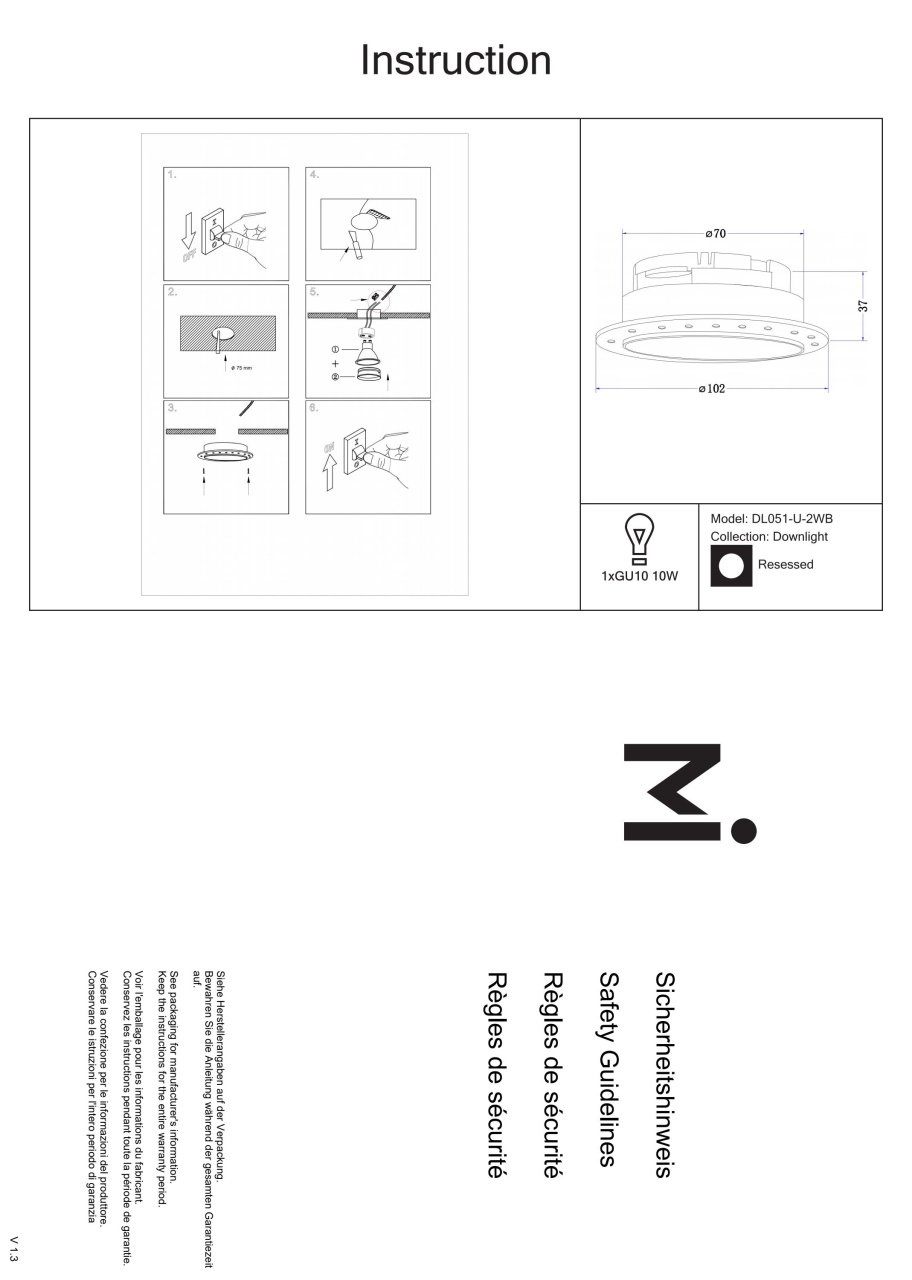 Spot Share DL051-U-2WB, incastrat, 1xGU10, alb+negru, IP20, Maytoni - 3 | YEO