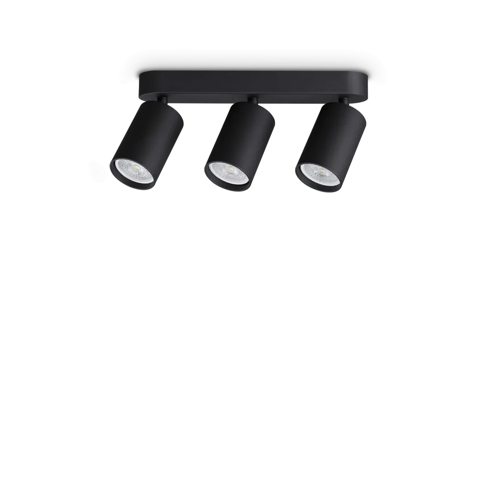Spot triplu Dynamite rotund 3xGU10, negru, Ideal Lux