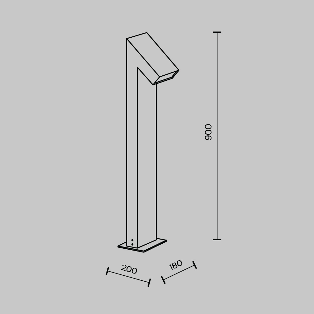 Stalp pentru exterior LED Guss O592FL-L15GF3K, 15W, 1000lm, lumina calda, IP65, grafit, Maytoni