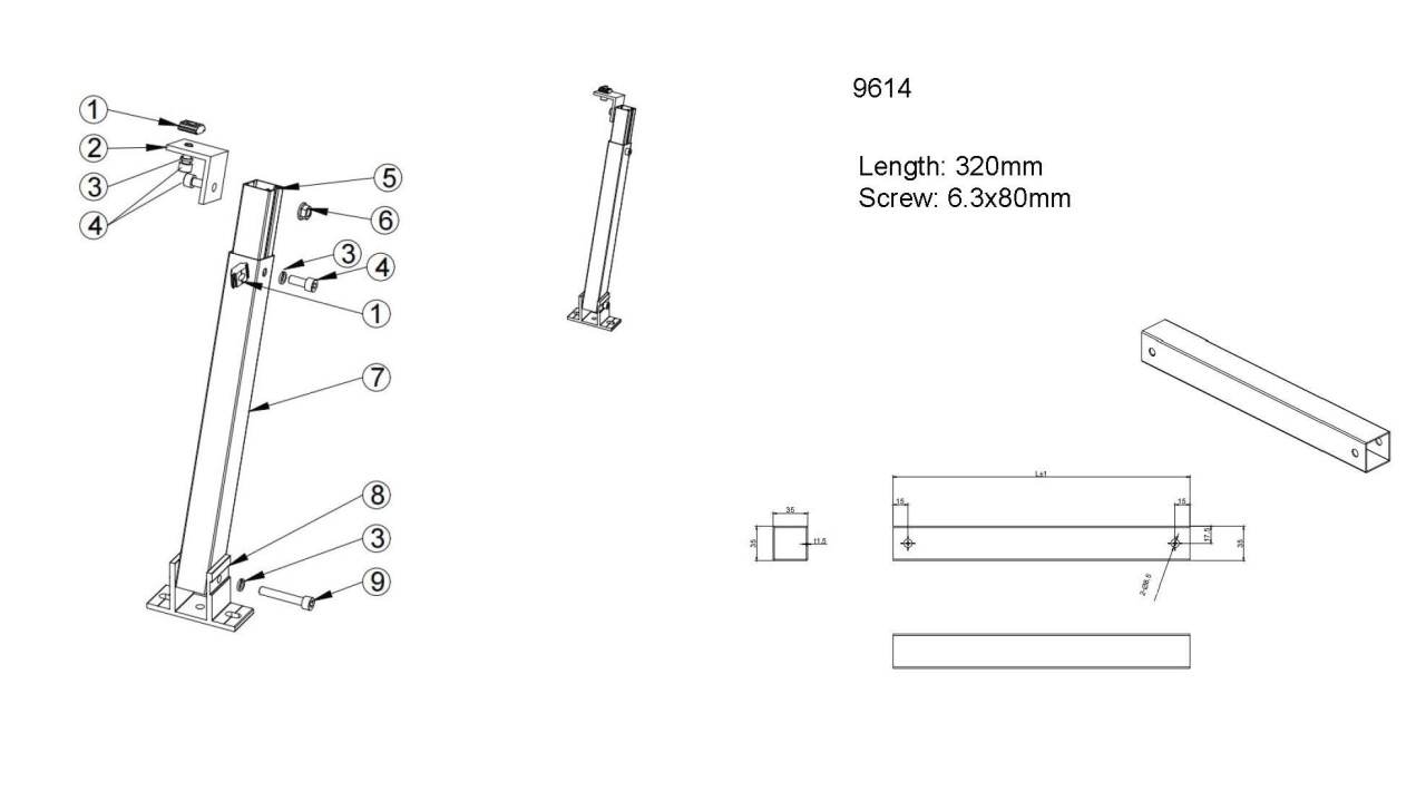 Suport pentru inclinarea panourilor solare, montaj in spate, 15-30 grade, 320 mm, Optonica - 1 | YEO