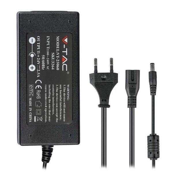 Sursa Alimentare LED V-TAC, 60W, 24V, 2.5A, IP44, plastic