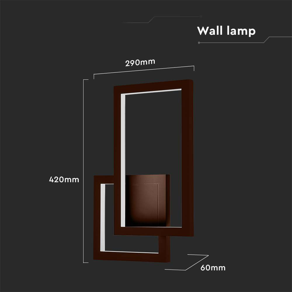 Aplica LED 6841-VT, 20W, 2400lm, lumina neutra, IP20, maro, V-TAC