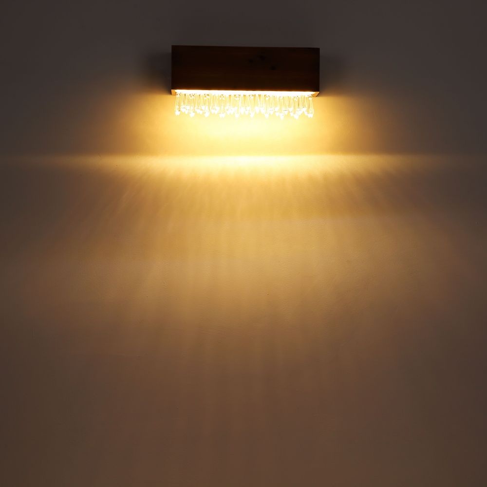 Aplica LED Edeltraud, 12W, 430lm, lumina calda (3000K), IP20, lemn/cristal acril, Globo Lighting