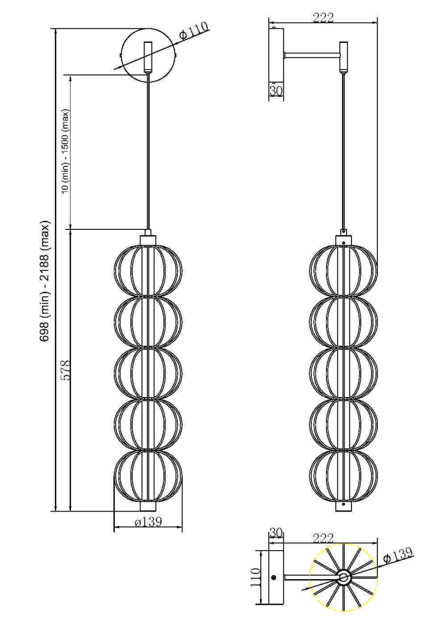 Aplica LED Golden Cage MOD216WL-L10G3K, 17W, 1100lm, lumina calda, IP20, aurie, Maytoni - 3 | YEO