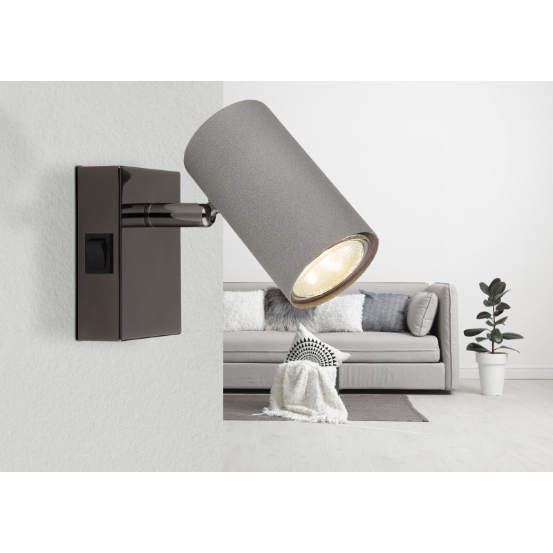 Aplica Robby GU10, metal negru-crom si gri mat, intrerupator, Globo Lighting