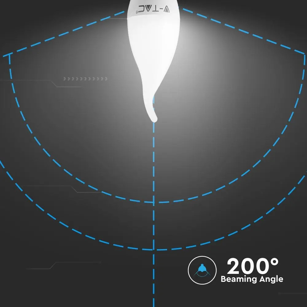 Bec LED 4W(30W) V-TAC flacara, E14, 320 lm, lumina neutra (4000 K), clasa energetica F - 1 | YEO