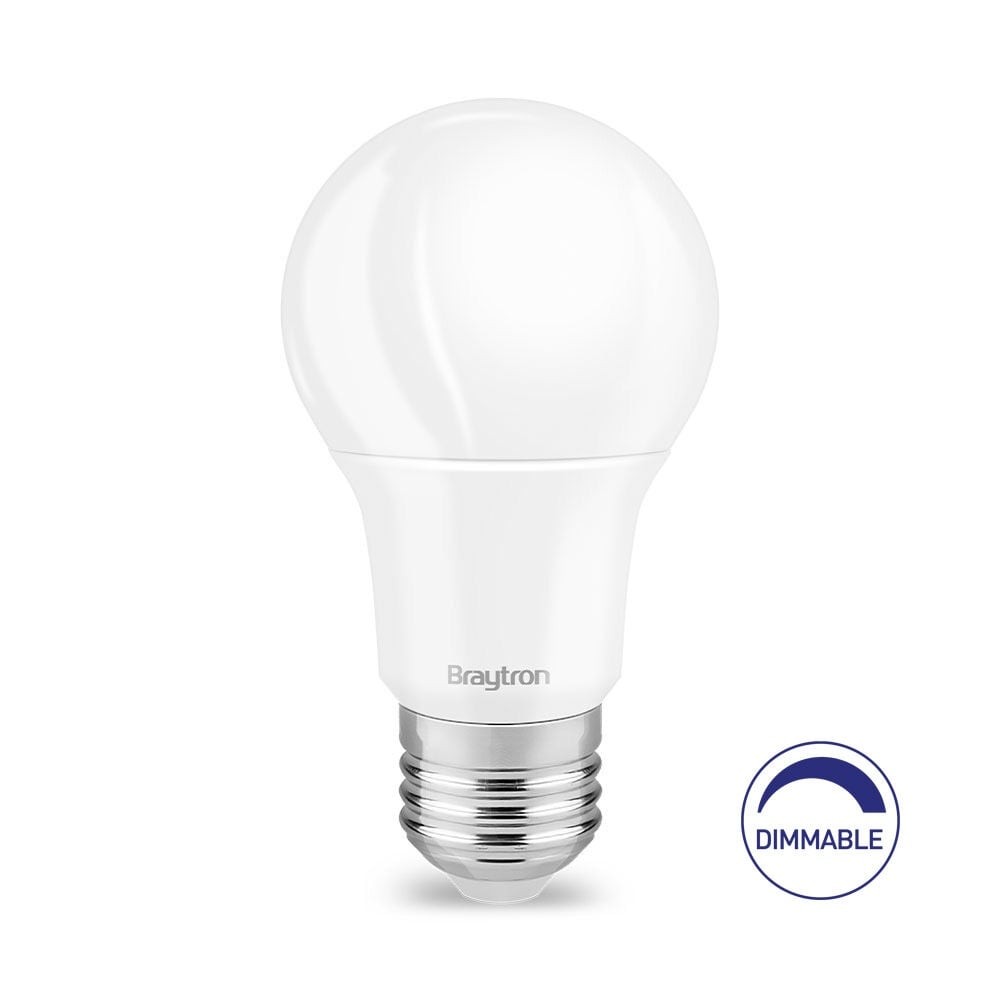 Bec LED 9W(60W) Braytron, A60, E27, dimabil, lumina rece (6500 K), clasa energetica F