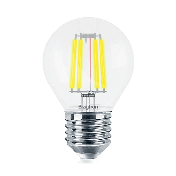 Bec led sferic Vintage filament 4W (40W), E27, G45, 470lm, lumina calda (2700K), clar, Braytron