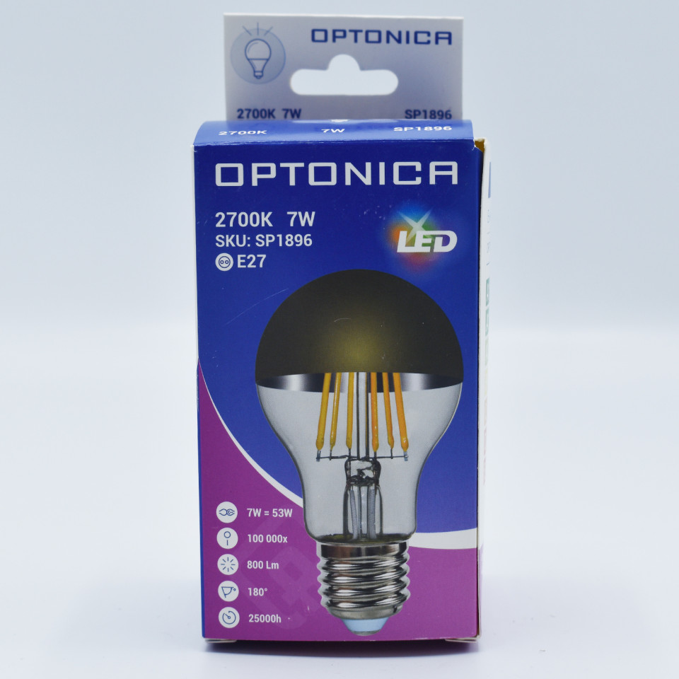 Bec LED Vintage filament Optonica, 7W(53W), E27, A60, 800 lm, lumina calda (2700K), finisaj auriu, clasa energetica F - 2 | YEO
