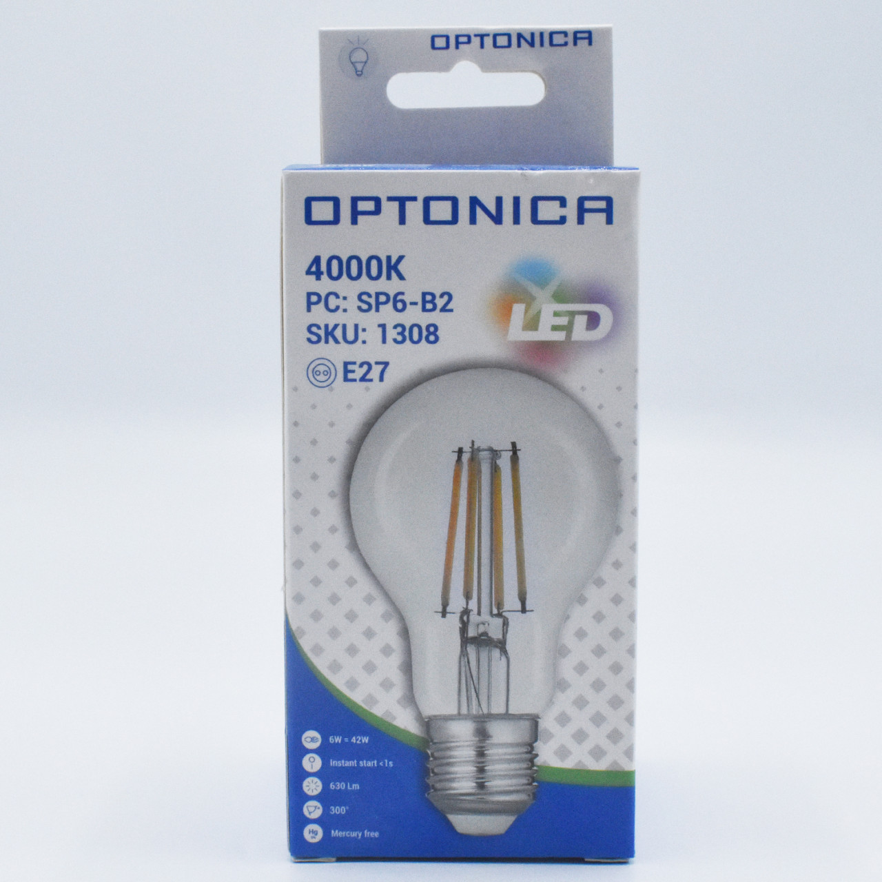 Bec LED Vintage Optonica, 6W(42W), E27, A60, 630 lm, lumina neutra (4000K), transparent, clasa energetica F - 2 | YEO