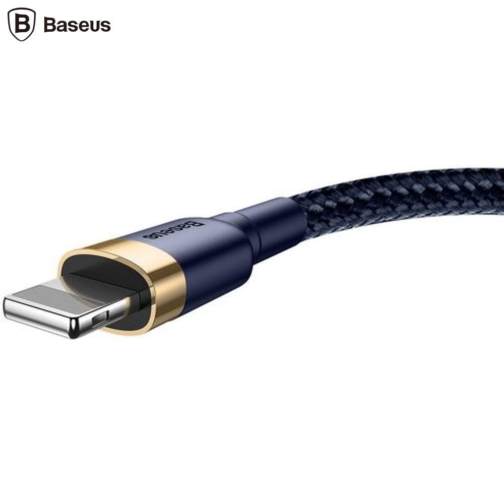 Cablu USB - Lightning, 2m, 1.5A, textil, albastru+auriu, Baseus - Imagine 5