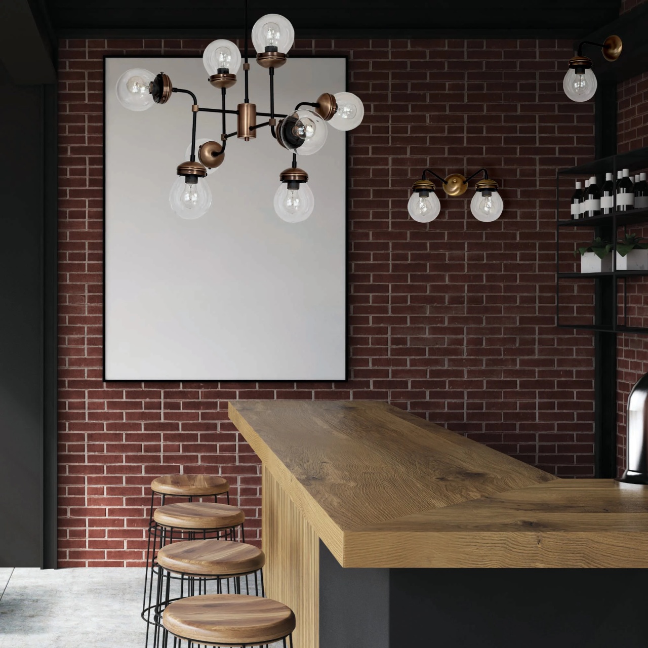 Candelabru Bravo KL6603, 8xE27, bronz + sticla transparenta, metal + sticla, stil industrial, Klausen - imagine 3