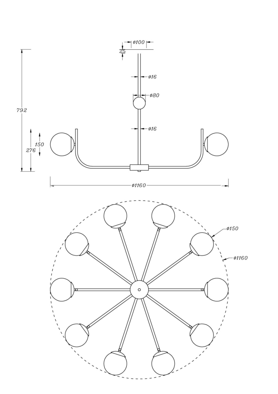 Candelabru Rendez-Vous MOD109PL-10BS, 10xE14, arama+alb, IP20, Maytoni