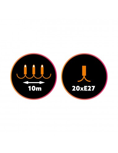 Ghirlanda luminoasa, 20 becuri, dulie E27, 10M, protectie IP44 - 1 | YEO