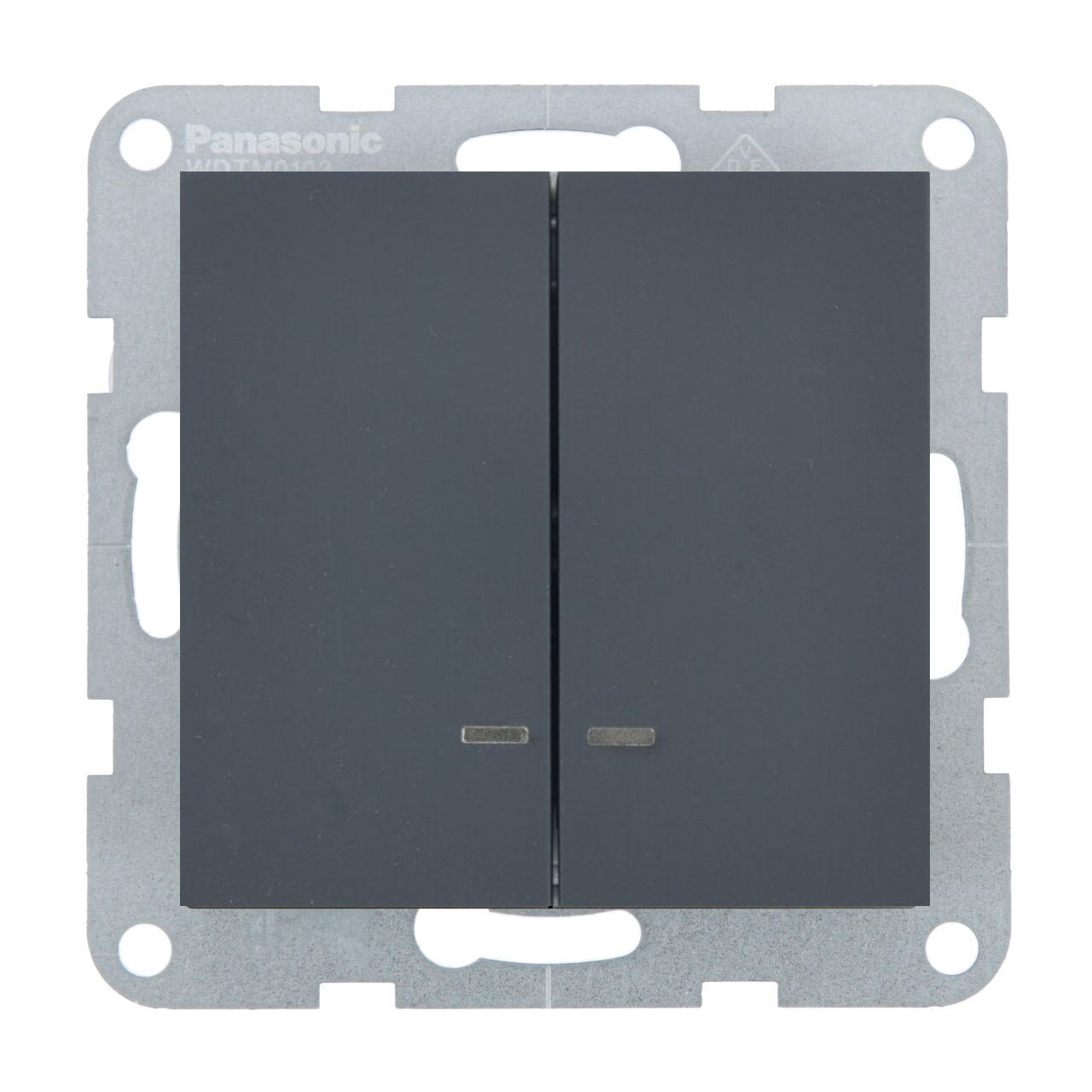 Intrerupator dublu cu led 10A, IP20, Night, Panasonic Karre Plus 55 Soft Touch