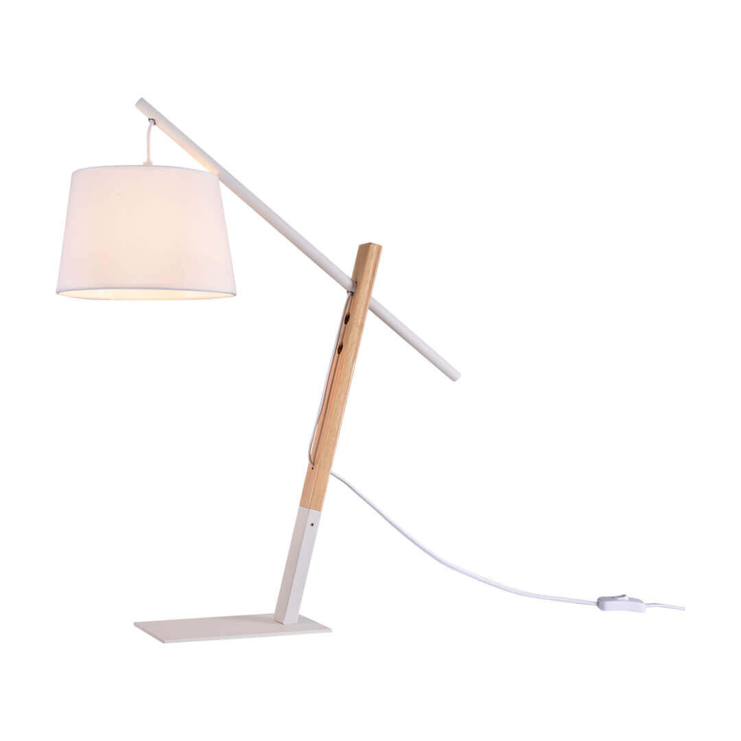 Lampa de birou Cali 108033, cu intrerupator, 1xE27, alba+natural, IP20, Klausen