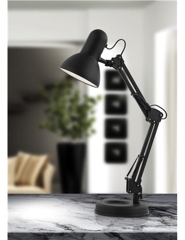 Lampa de birou Famous 24880, cu intrerupator, orientabila, 1xE27, neagra, IP20, Globo