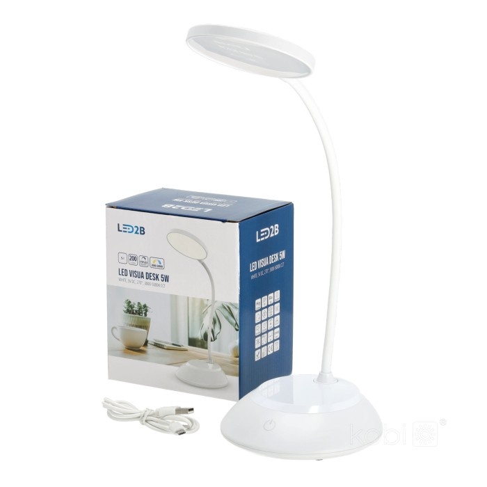 Lampa de birou LED Visua, 5W, temperatura de culoare ajustabila, plastic, alba, Kobi - 2 | YEO