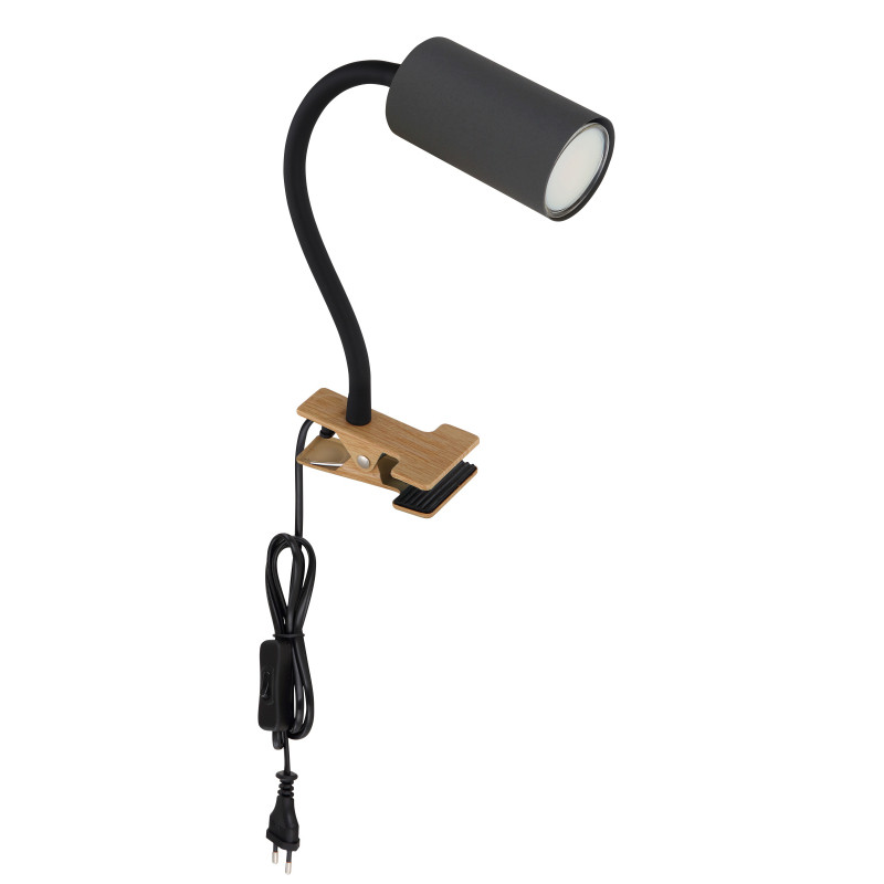 Lampa de birou Robby 57911KG, cu clema, intrerupator, orientabila, 1xGU10, grafit+natural, IP20, Globo - 1 | YEO