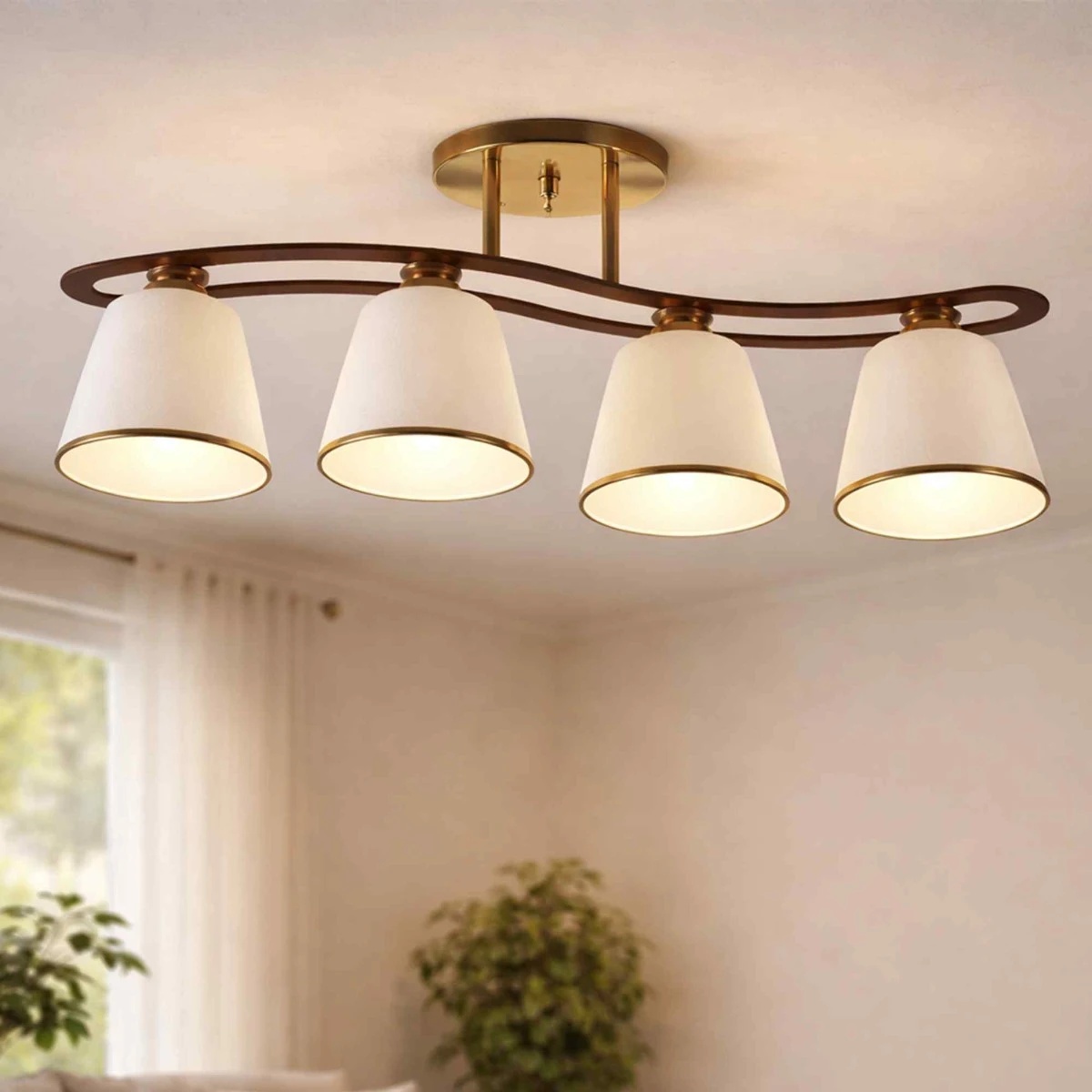 Lustra Cup LY-3078, 4xE27, auriu, maro si alb, design modern, IP20 - imagine 3