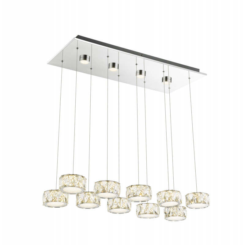 Lustra LED Amur 49350-92H, 96W, 6500lm, lumina neutra, IP20, crom+transparenta, Globo Lighting