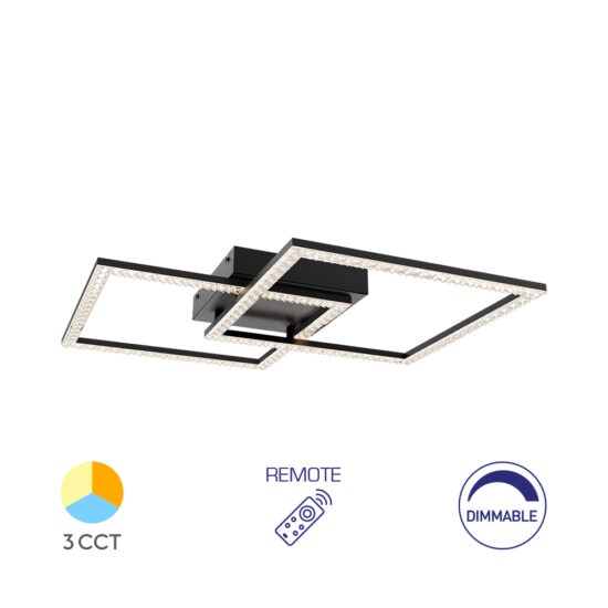 Lustra LED Crystal BR-BH17-04891, dimabila, cu telecomanda, 55W, 6050lm, lumina calda, neutra, rece, IP20, Braytron