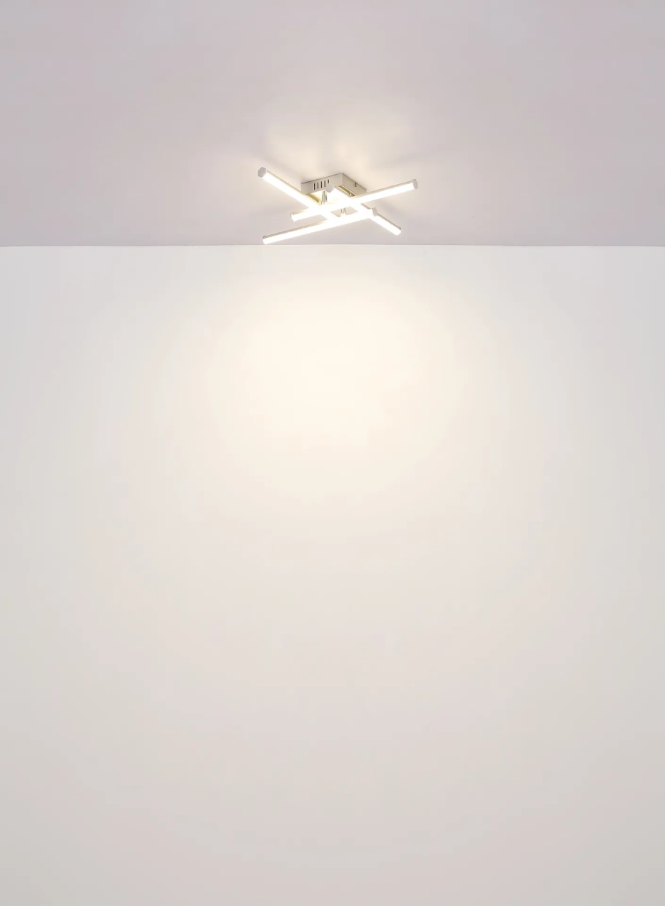 Lustra LED Kirina, 4 brate incrucisate, 24W, 1840 lm, lumina neutra (4000 K), IP20, nichel mat/cristale, Globo Lighting - imagine 7