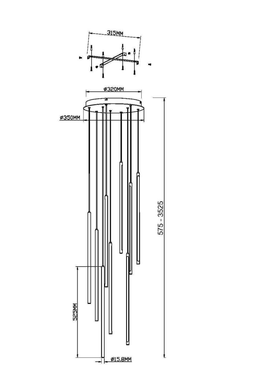 Lustra LED Light Stick MOD236PL-L54BS3K, dimabila, 46W, 3350lm, lumina calda, IP20, aurie, Maytoni