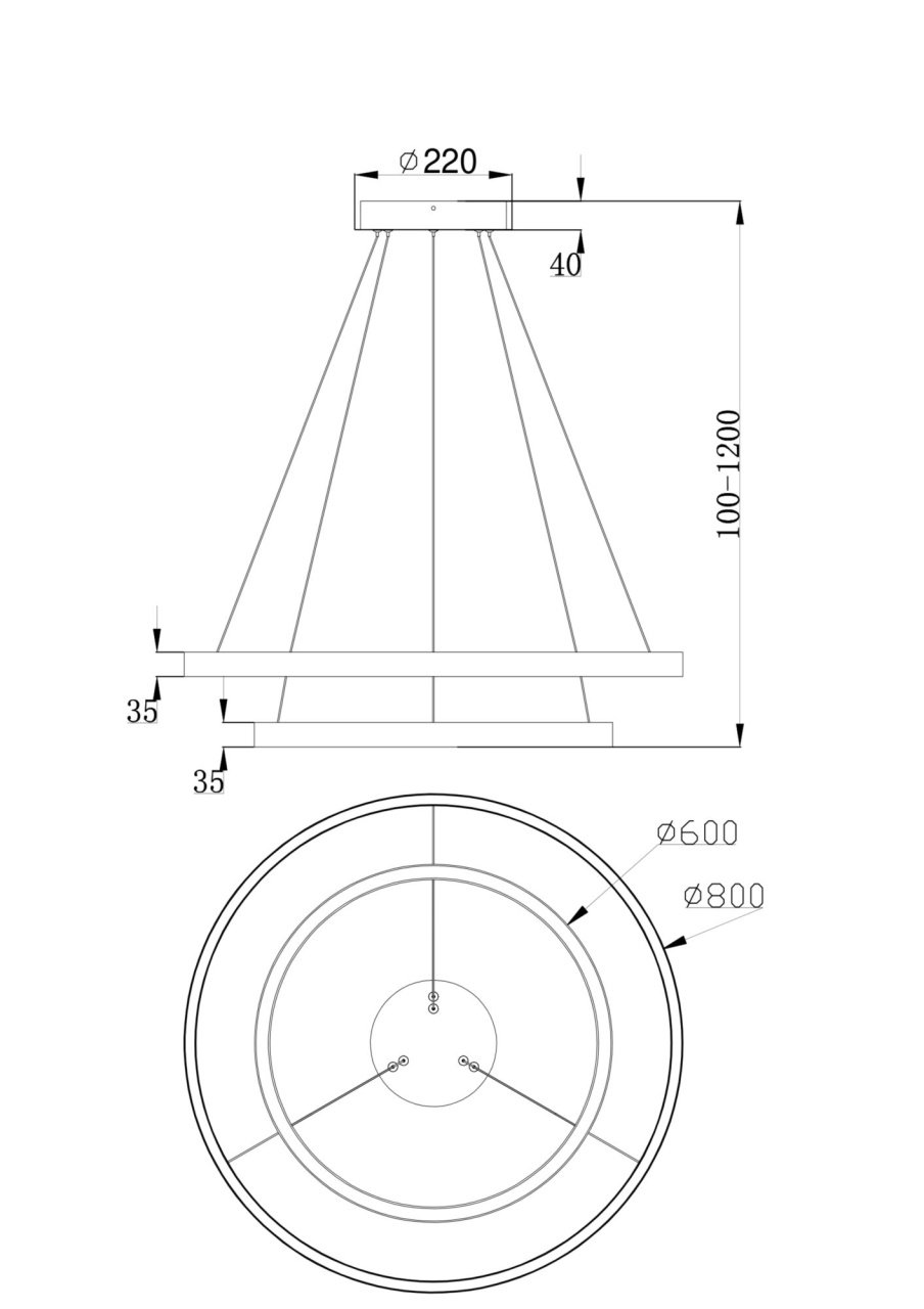 Lustra LED Rim MOD058PL-L74BS4K, 88W, 3000lm, lumina neutra, IP20, arama, Maytoni