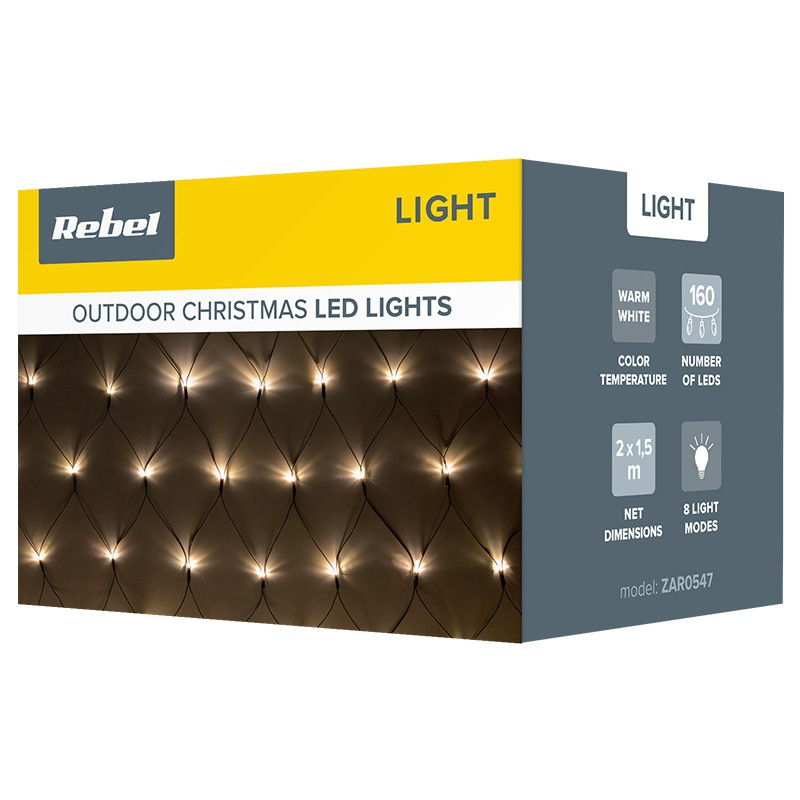 Perdea luminoasa 160 leduri, 2x1.5m, protectie IP44, lumina calda, Rebel - 3 | YEO