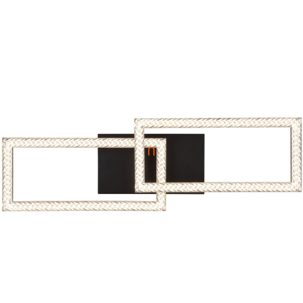 Plafoniera LED dreptunghiulara Sapena, 20W, 1640lm, lumina neutra (4000K), IP20, negru/opal/cristale, Globo Lighting