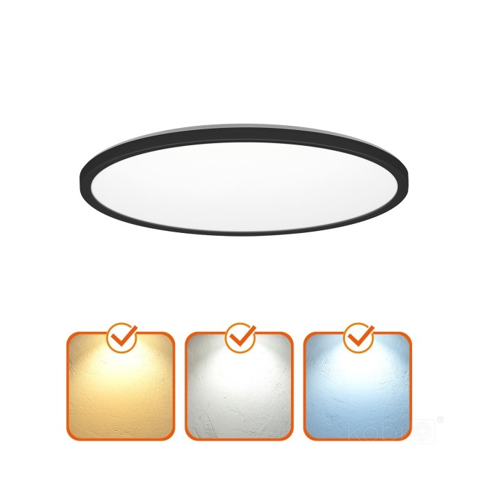 Plafoniera LED Nivera rotunda 18W, 1710lm, IP54, lumina calda/neutra/rece, neagra, Kobi
